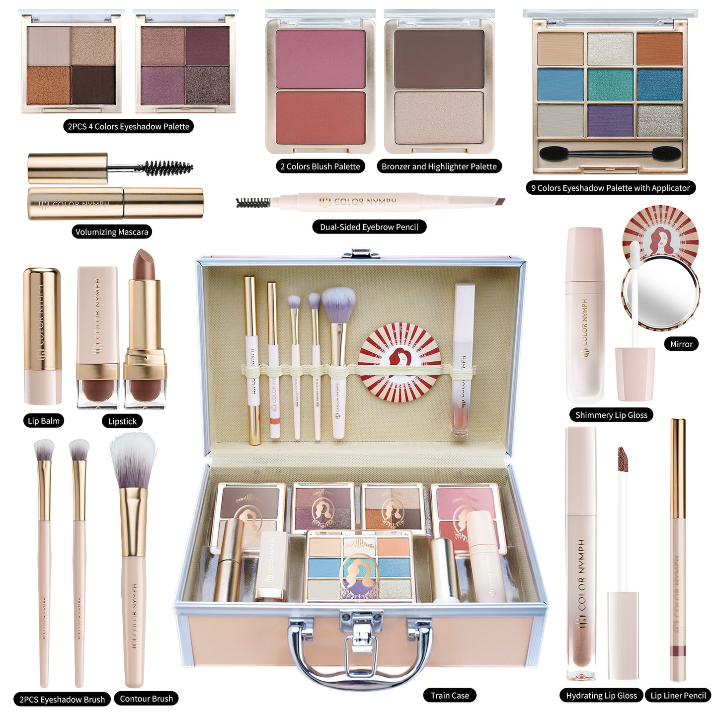 Color Nymph All in One Makeup Kit for Women Full Kit, Cosmetic Gift Kit with Makeup Case