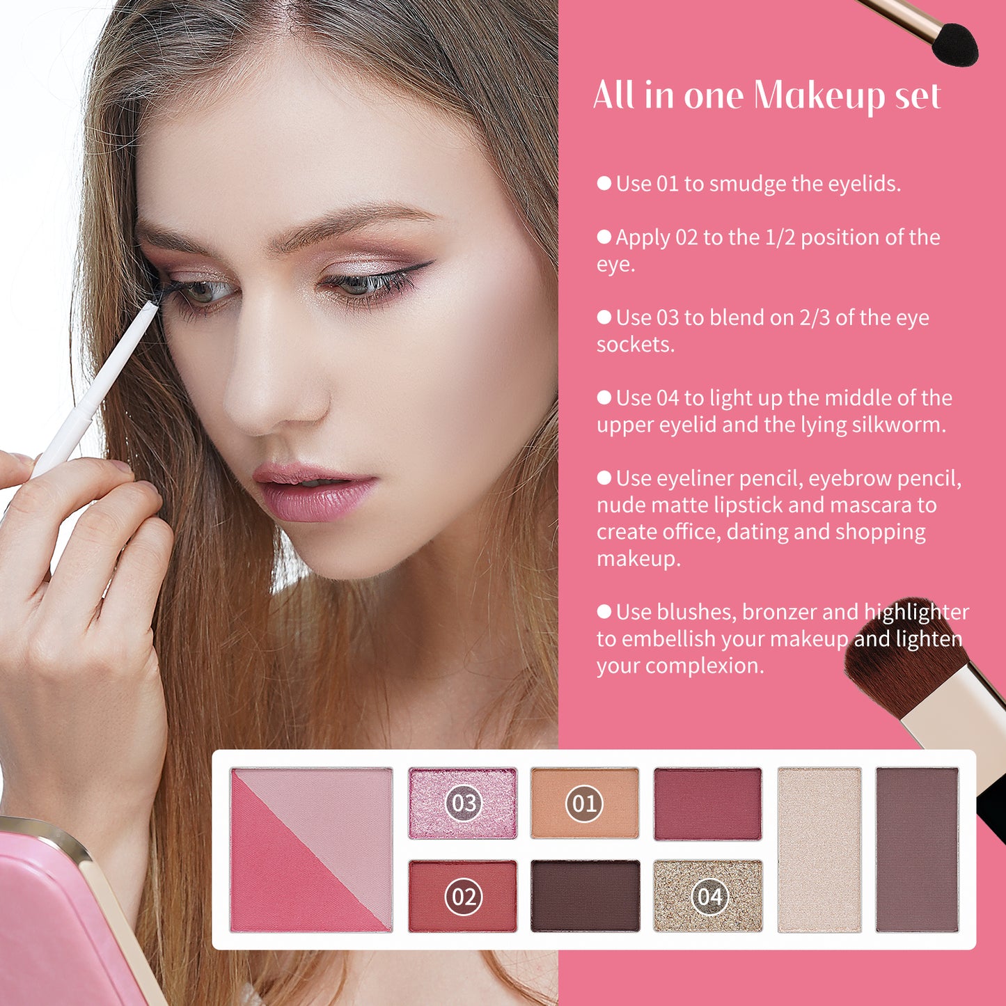 Color Nymph Cute Makeup Kit for Girls and Teens (Pink)